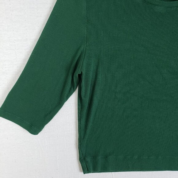 Aritzia Babaton Ribbed Top Forest Green Half Sleeve Stretch size S Modest crop - Picture 8 of 9